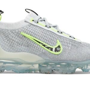 Nike Kids Light Gray and Neon Green Sneakers